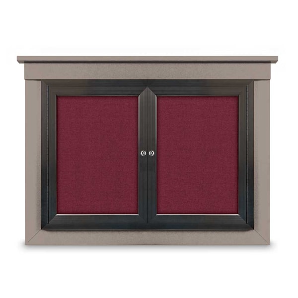 United Visual Products 24"x36" 1-Door Enclosed Letterboard, Green Vinyl/Lt Oak UV2621O-LTOAK-HUNGRN - main